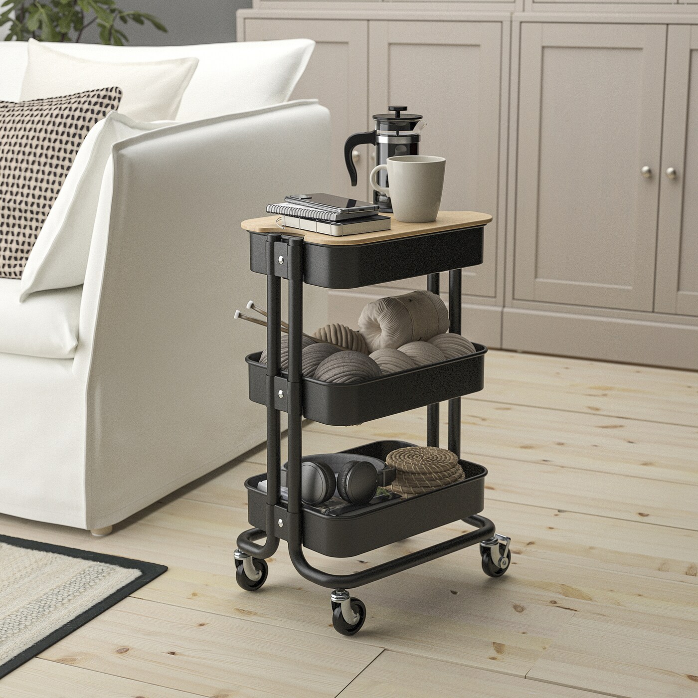 картинка Тележка IKEA RАSKOG, 28x38x61 см, черный от магазина Одежда+