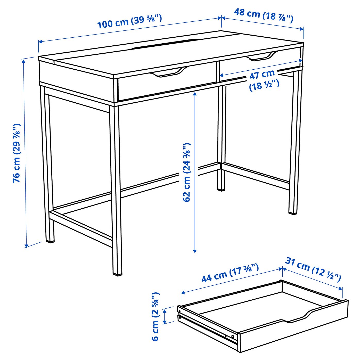 картинка Стол, темно-серый, 100x48 см IKEA Alex от магазина Одежда+
