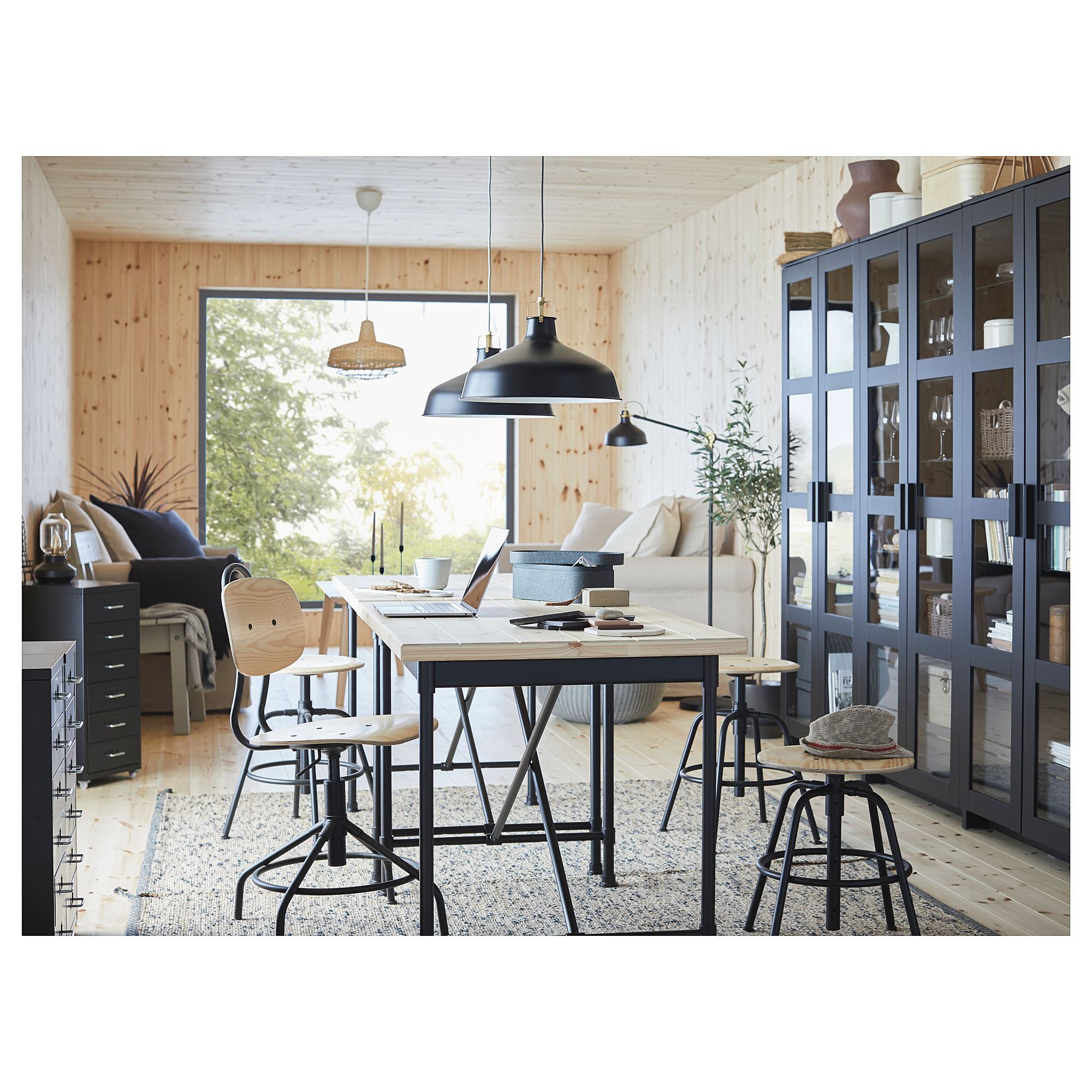 картинка Рабочий стул IKEA KULLABERG, 58x58 см, сосна/черный от магазина Одежда+