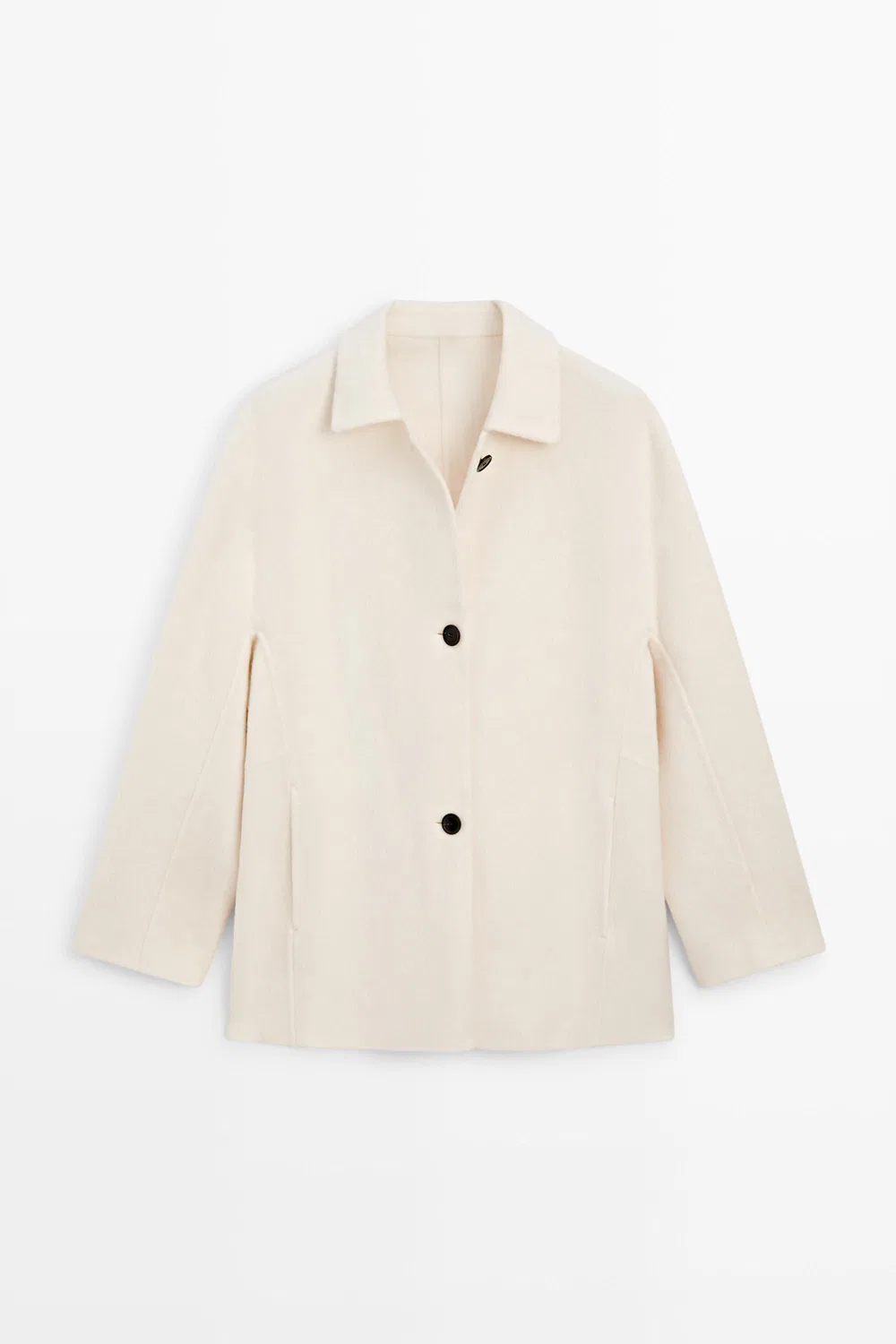 картинка Пальто Massimo Dutti Medium Single-breasted Wool Blend, кремовый от магазина Одежда+