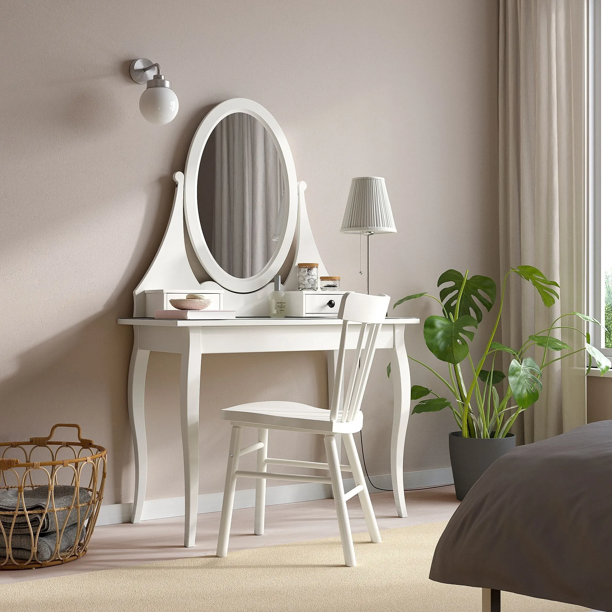 картинка Туалетный столик IKEA HEMNES, 100х50х159 см, белый от магазина Одежда+