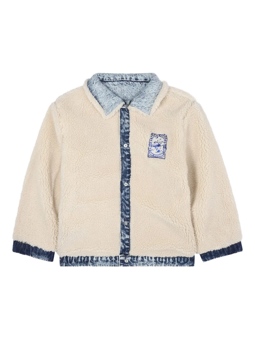 картинка Джинсовая куртка с воротником из шерпы Kenzo Kids от магазина Одежда+