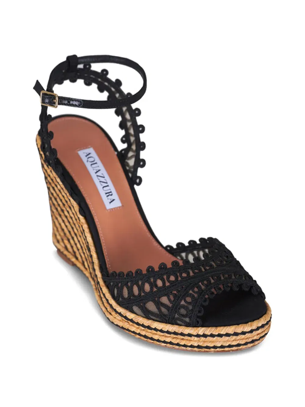 картинка Эспадрильи из плетеной кожи наппа Aquazzura, черный от магазина Одежда+