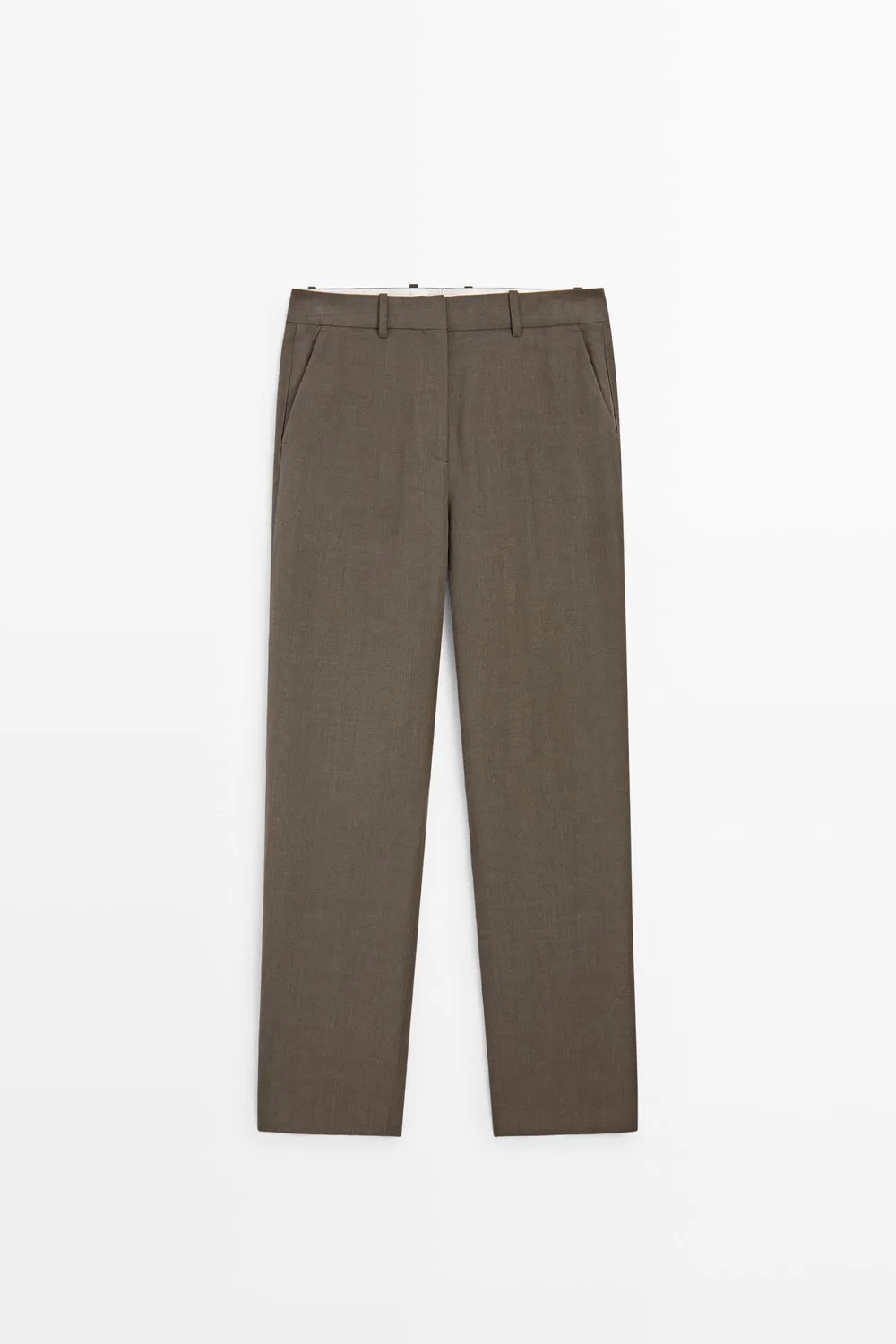 картинка Брюки Massimo Dutti Studio Linen-Blend Tailored, коричневый от магазина Одежда+