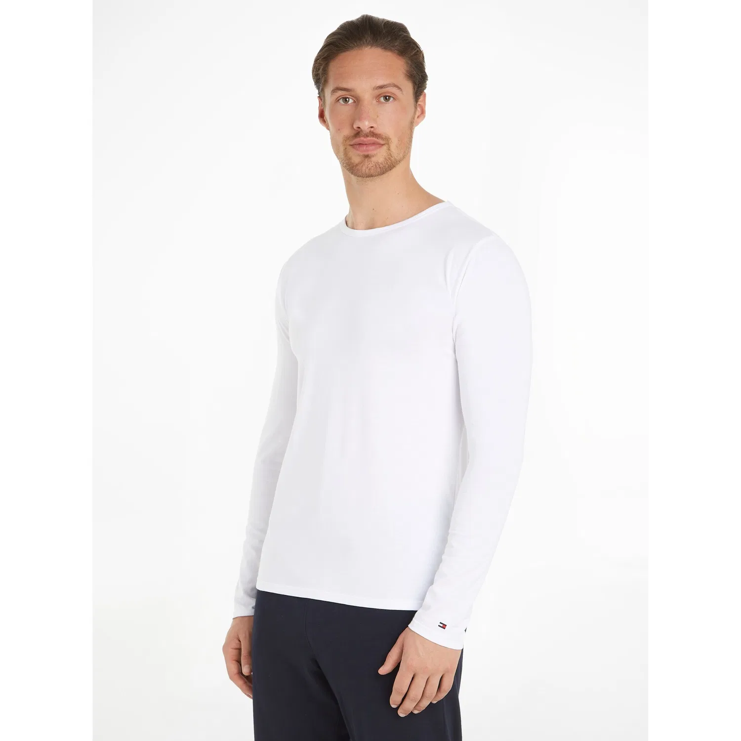 картинка Мужская хлопковая футболка с длинным рукавом Tommy Hilfiger Underwear, White от магазина Одежда+