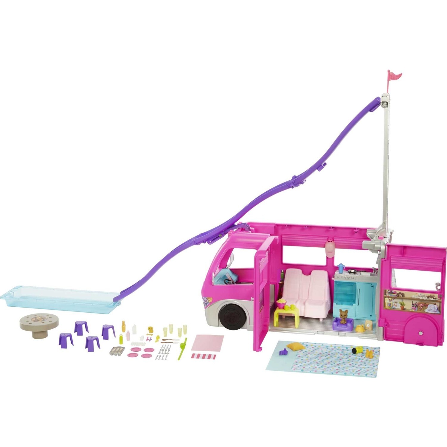 картинка Трейлер Barbie с горкой и бассейном Hcd46 от магазина Одежда+