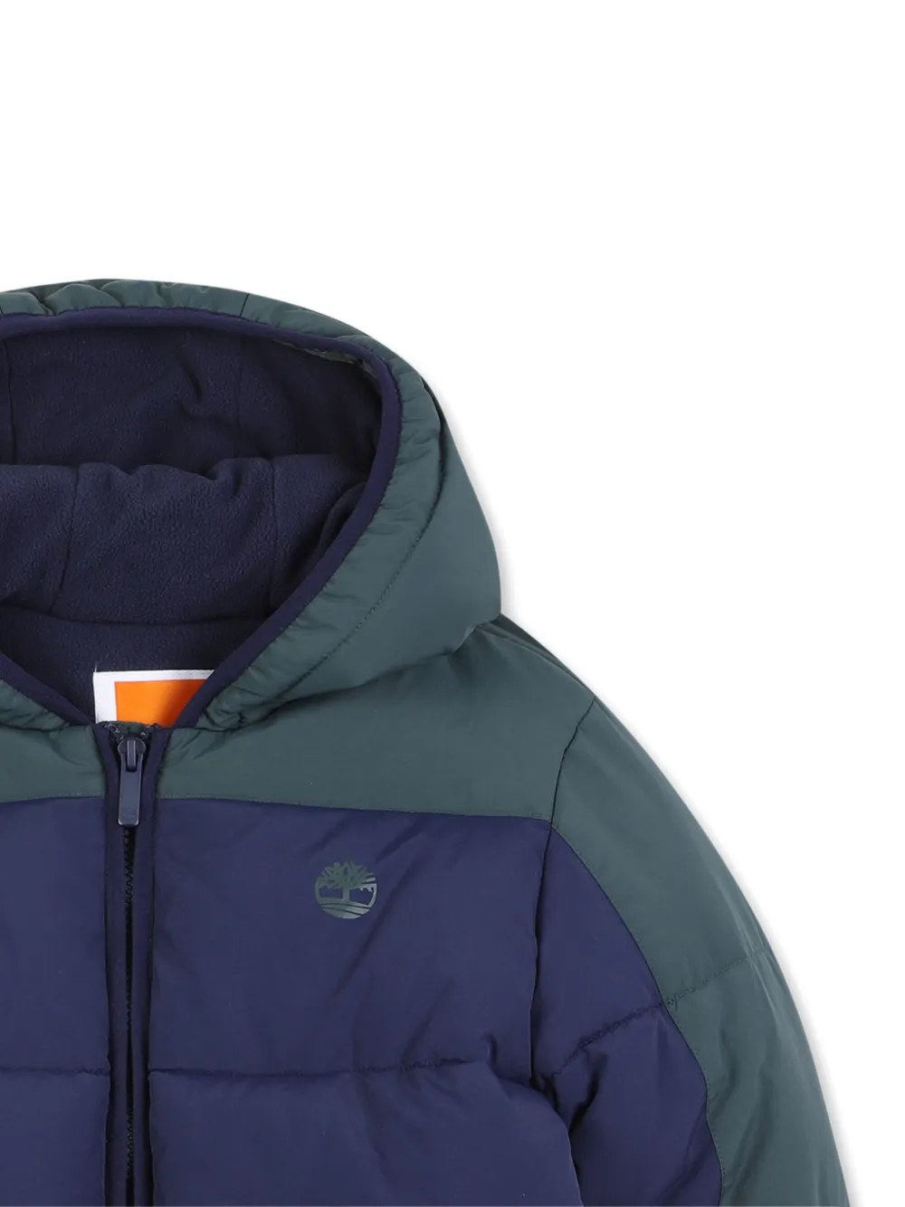 картинка Утепленная куртка с капюшоном и цветными блоками Timberland Kids, синий от магазина Одежда+