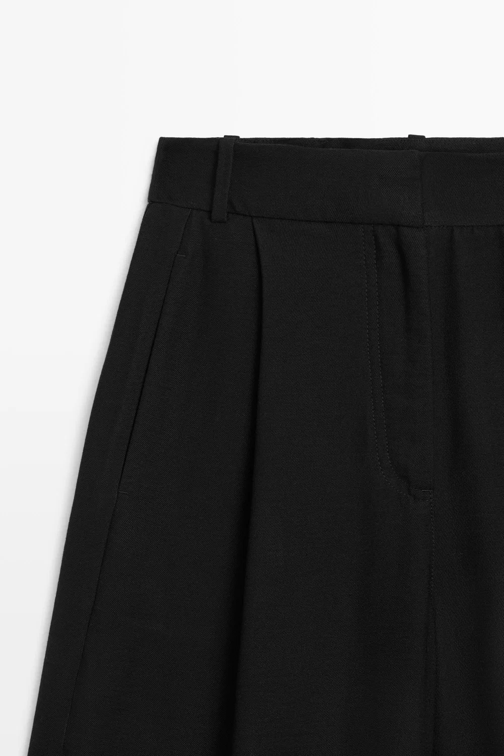 картинка Брюки Massimo Dutti, складчатые, бочкообразный крой, черный от магазина Одежда+