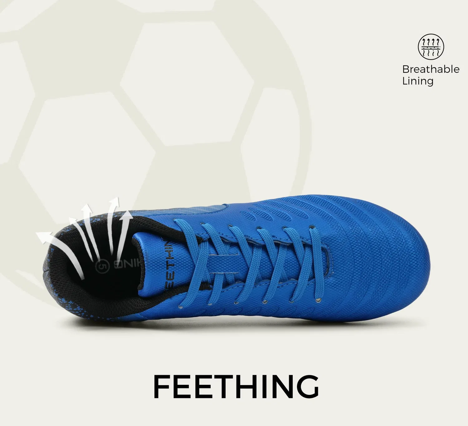 картинка Женские футбольные бутсы с шипами на шнуровке FEETHING, Blu от магазина Одежда+