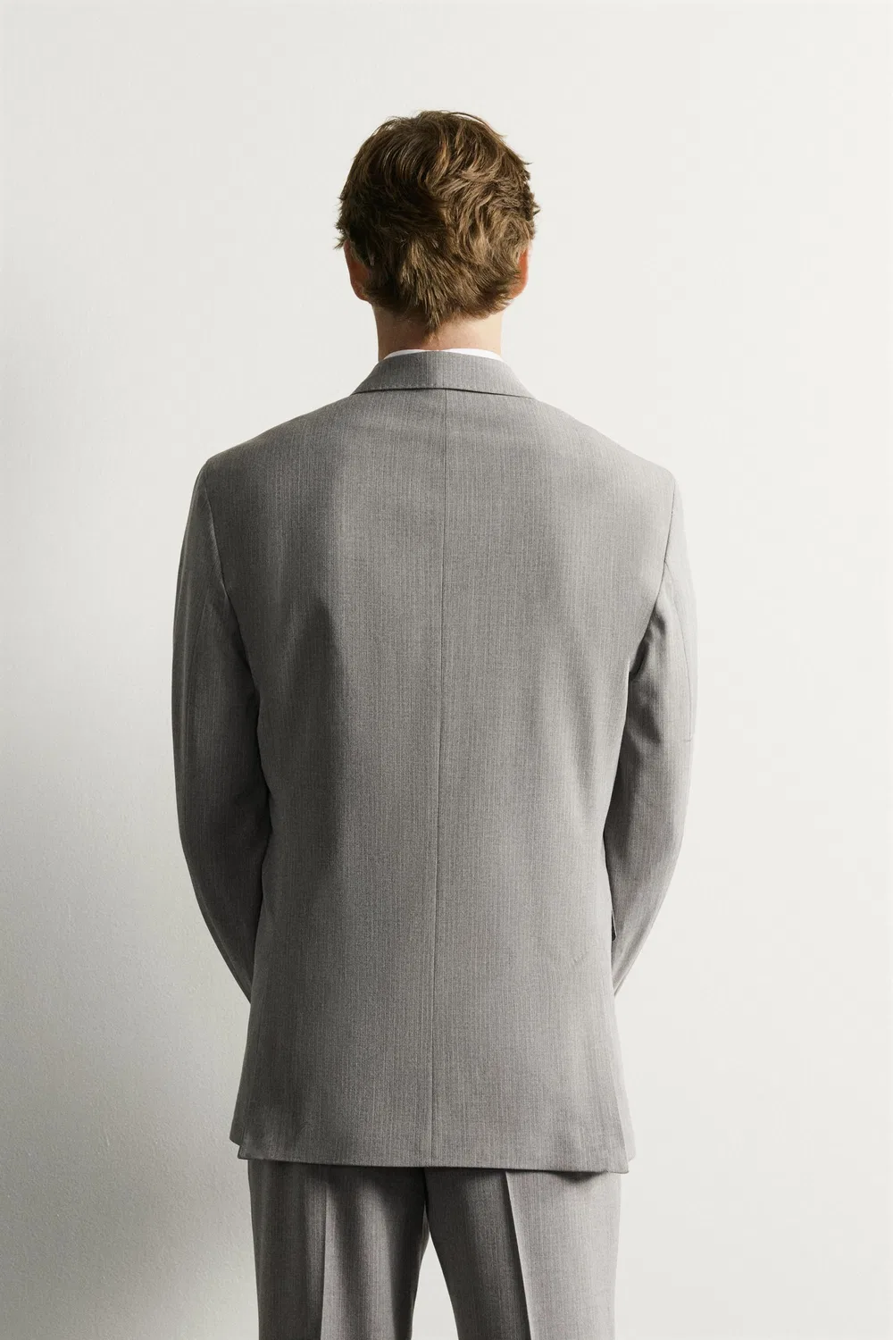 картинка Блейзер из полосатого двубортного костюма ZARA, Grey marl от магазина Одежда+