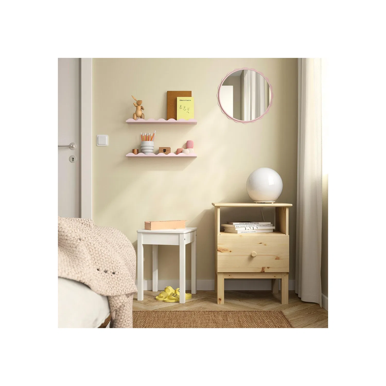картинка IKEA Daggkaprifol Круглое зеркало, светло-розовое, 40 см от магазина Одежда+