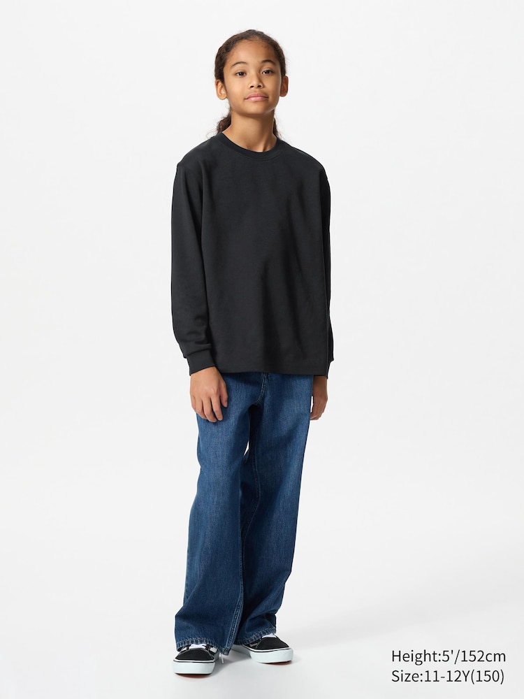 картинка Лонгслив с круглым вырезом  Uniqlo, цвет 09 черный от магазина Одежда+