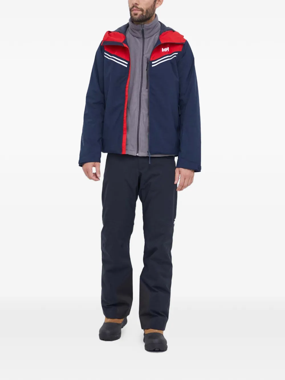 картинка Полосатая лыжная куртка с капюшоном Helly Hansen, синий от магазина Одежда+