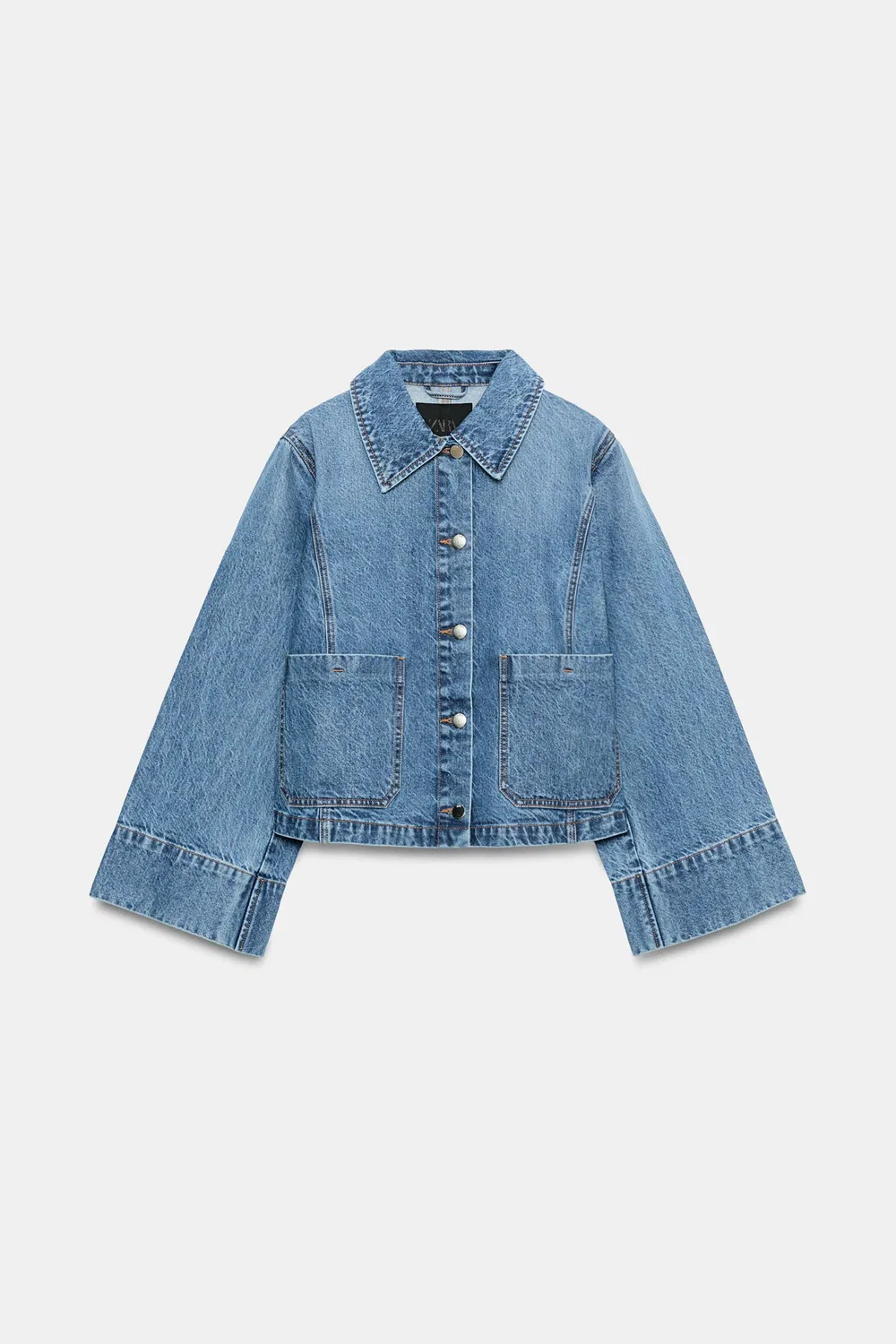 картинка Укороченная джинсовая куртка Z1975 ZARA, Mid-blue от магазина Одежда+