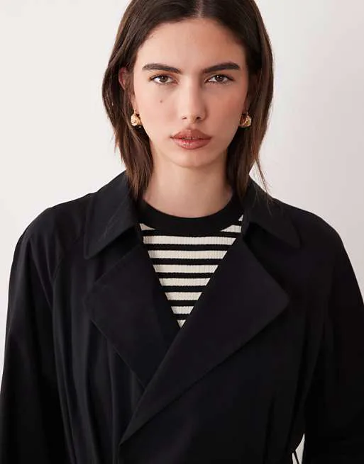 картинка Черный мягкий длинный плащ ASOS DESIGN от магазина Одежда+