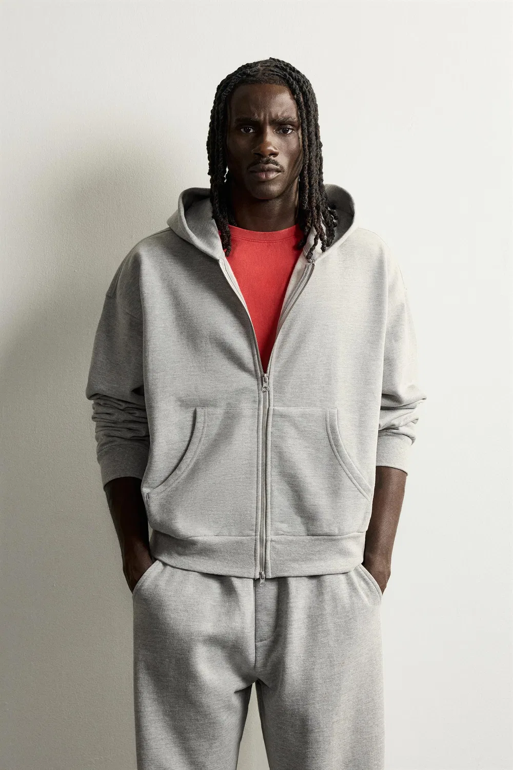 картинка Простая толстовка свободного кроя на молнии. ZARA, Grey marl от магазина Одежда+