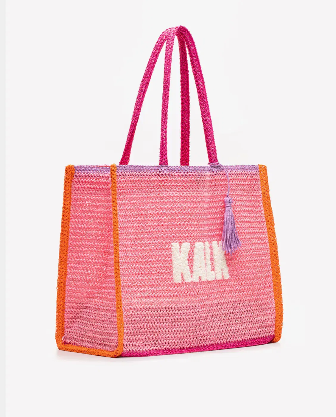 картинка Женская сумка пляжная с эффектом рафии Kalk, Rosa от магазина Одежда+