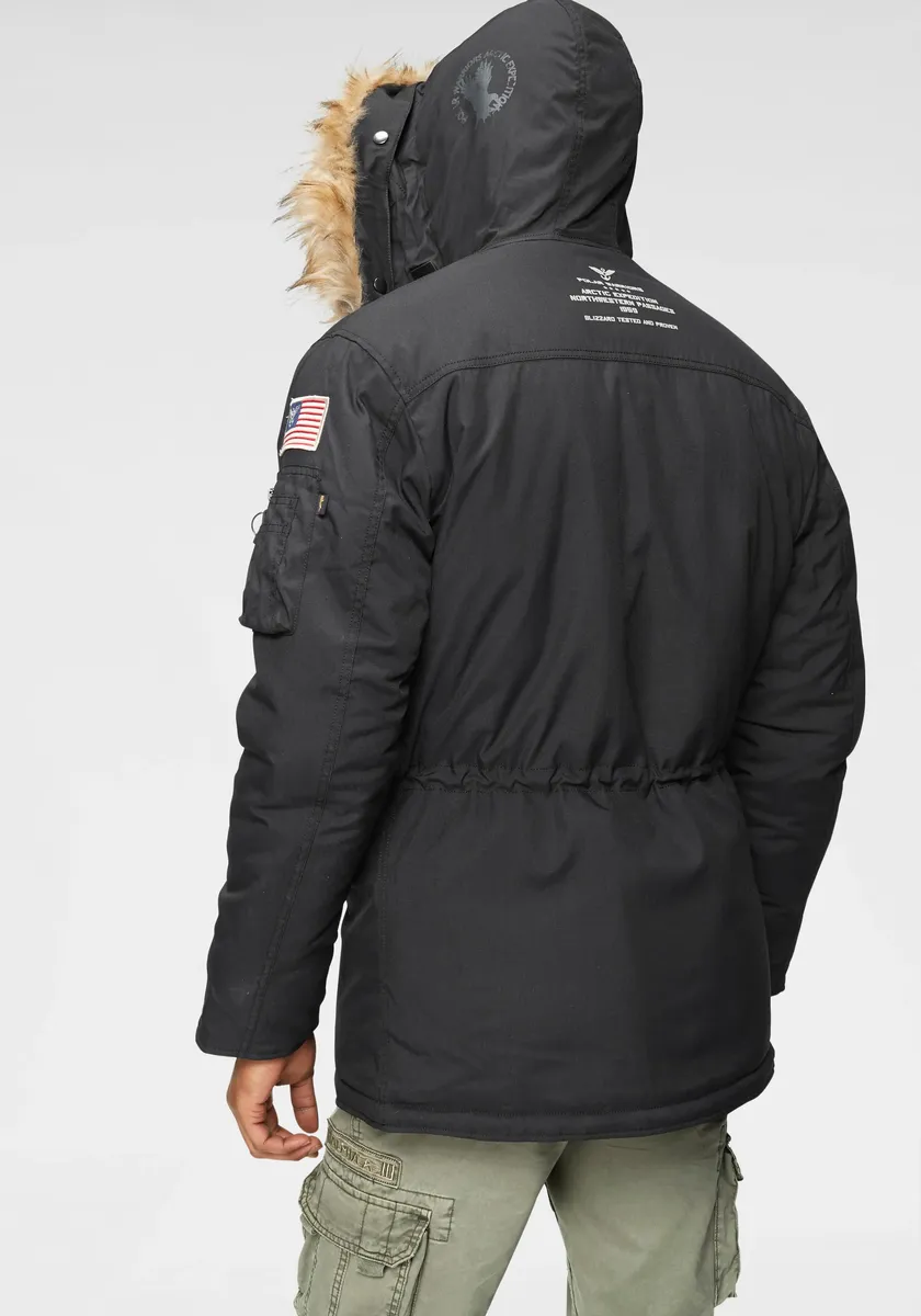картинка Парка Alpha Industries "POLAR JACKET", с капюшоном, черный от магазина Одежда+