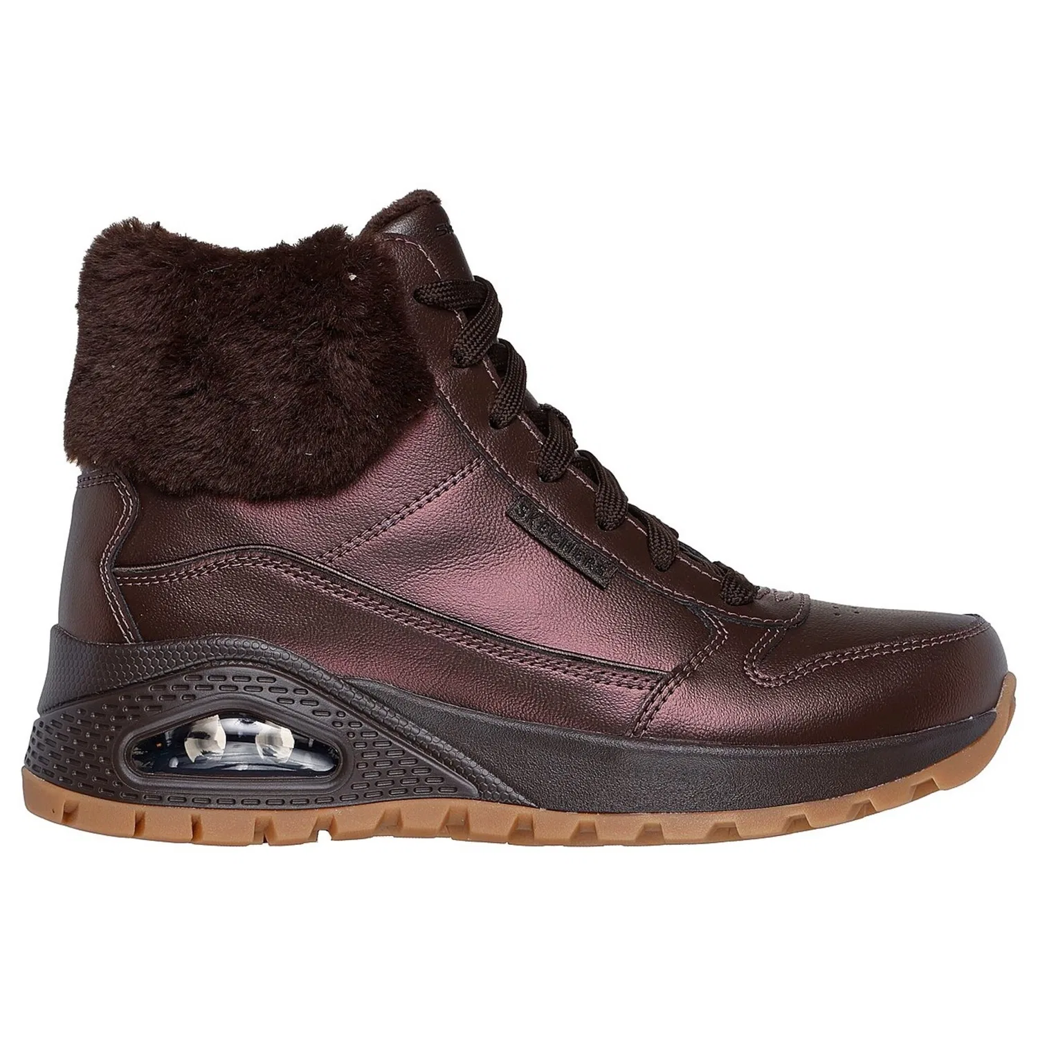 картинка Женские дутики на тракторной подошве Skechers, Aubergine от магазина Одежда+