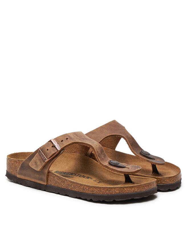 картинка Сланцы Birkenstock Gizeh из нубука, коричневые от магазина Одежда+