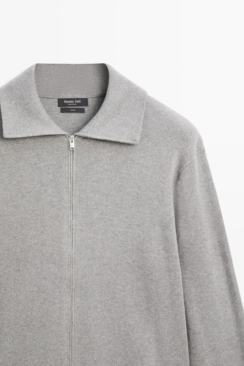 картинка Кардиган Massimo Dutti 100% Cotton Zip-Up Knit, серый от магазина Одежда+