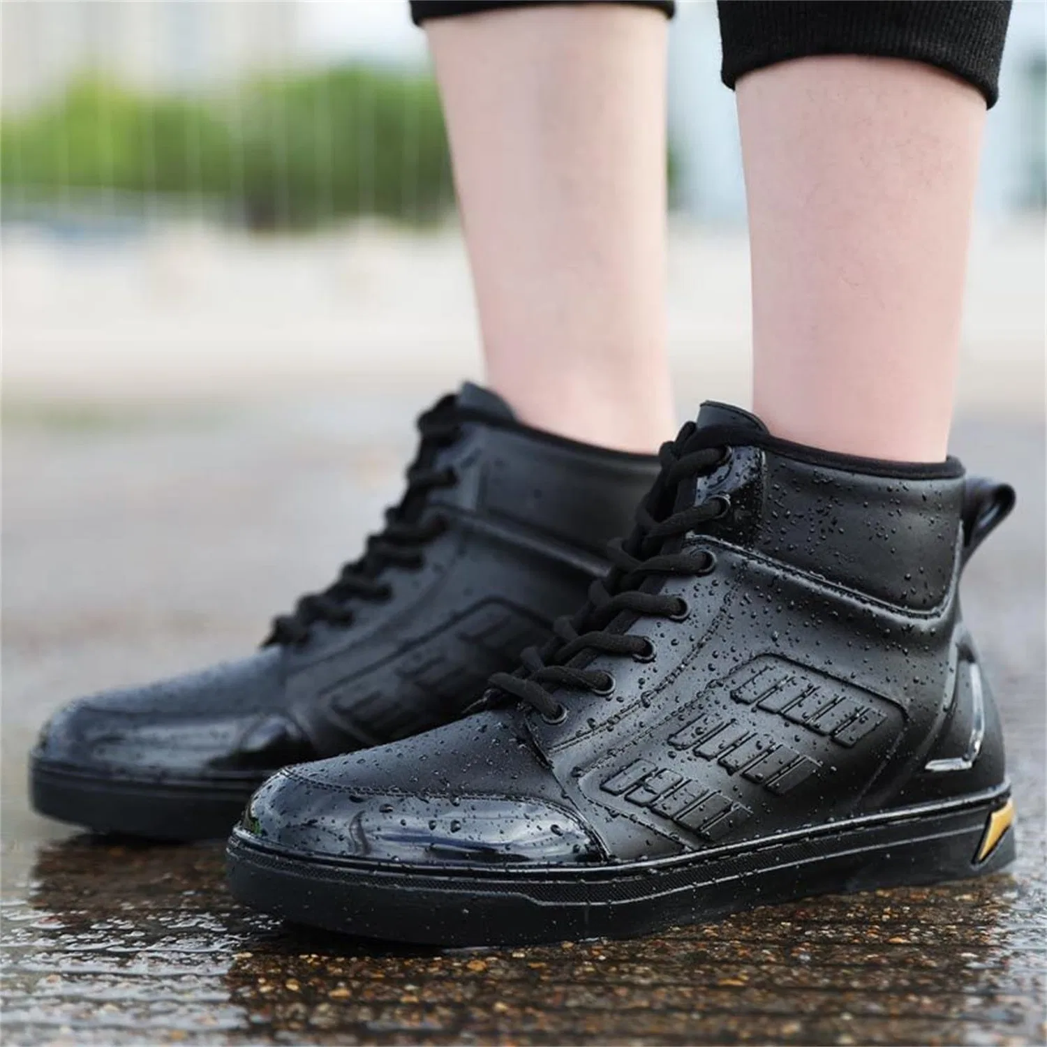 картинка Мужские полусапоги резиновые водонепроницаемые Gummistiefel Damen Kurz, Nero от магазина Одежда+