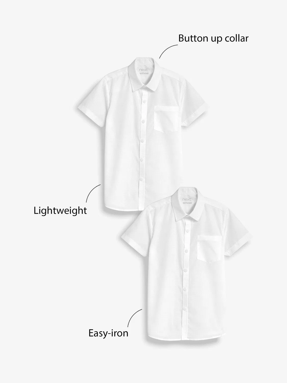 картинка Рубашка школьная, slim fit, 2 шт. Next, белый от магазина Одежда+
