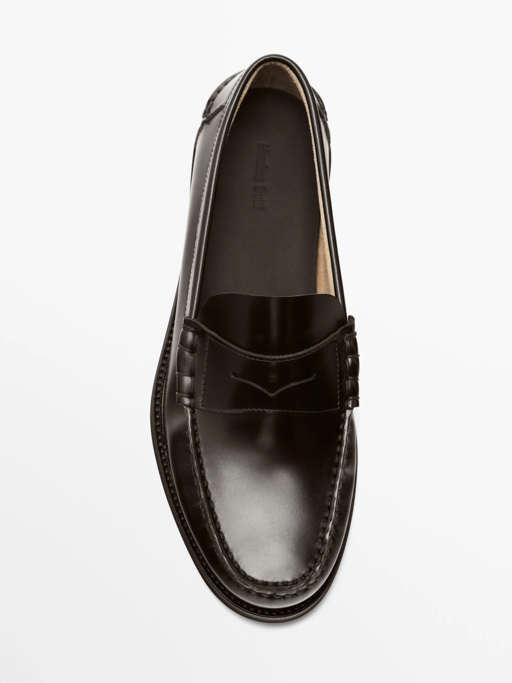 картинка Лоферы мужские Massimo Dutti Leather With Penny Strap, коричневый от магазина Одежда+