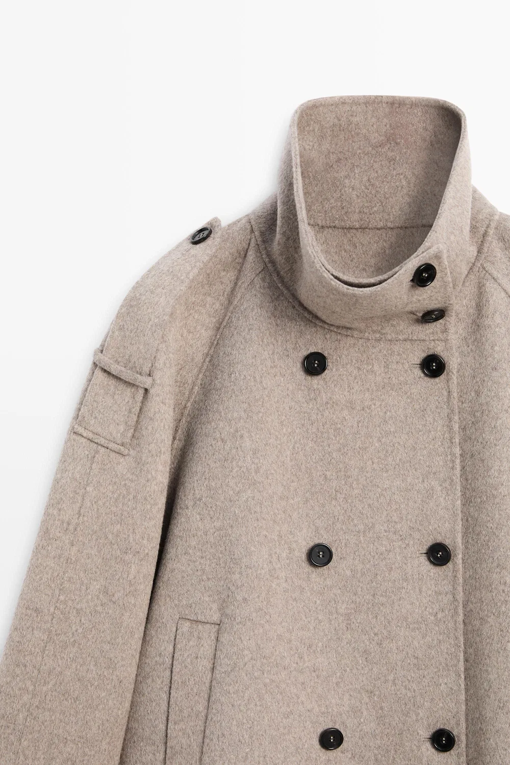 картинка Укороченный тренч Massimo Dutti, с пуговицами, коричневый от магазина Одежда+