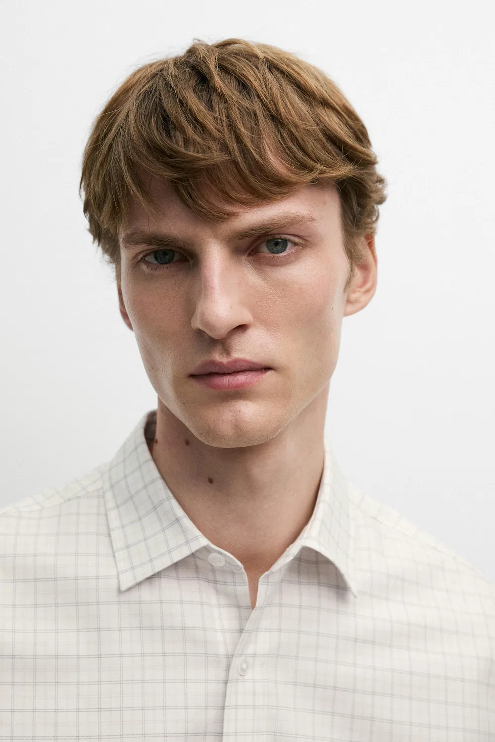 картинка Рубашка Massimo Dutti 100% Cotton Regular Fit Check, светло-бежевый от магазина Одежда+