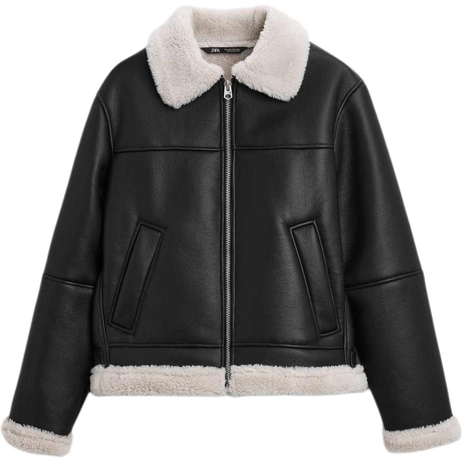 картинка Кожаная куртка мужская черная ZARA от магазина Одежда+