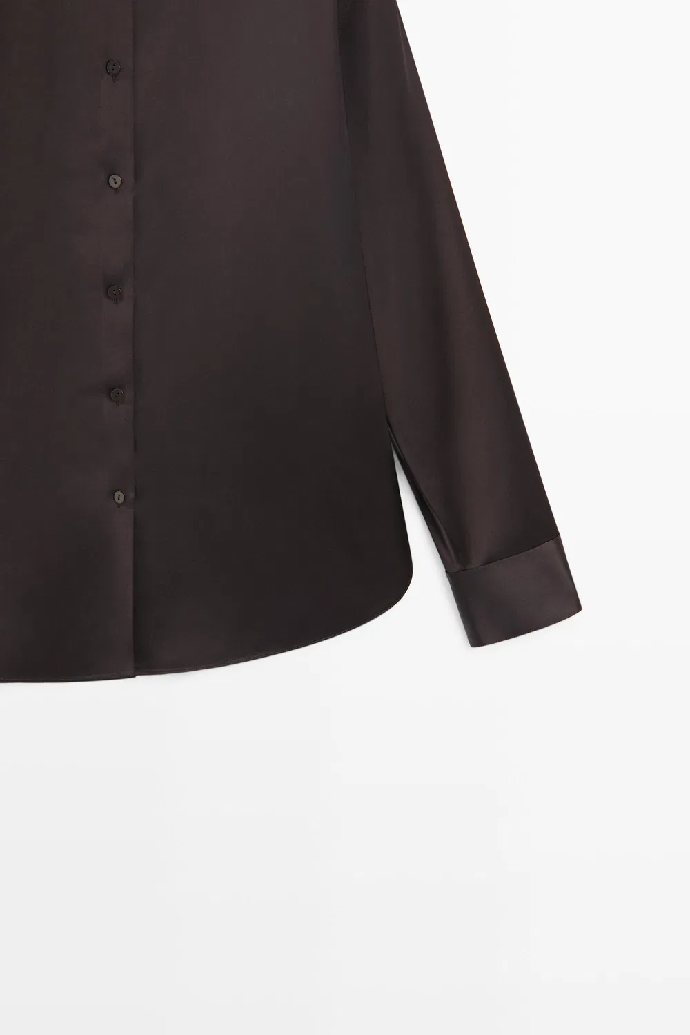 картинка Рубашка Massimo Dutti, атласная, струящаяся, шоколадная от магазина Одежда+