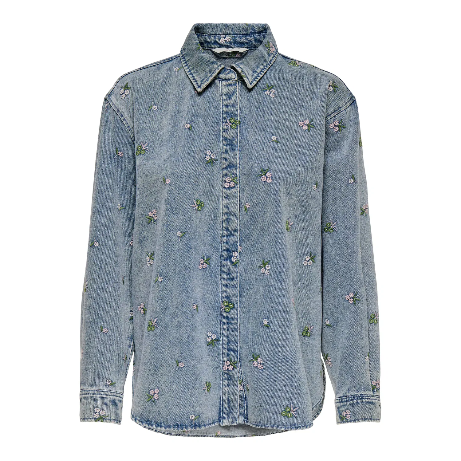 картинка Женская джинсовая рубашка свободного кроя ONLY, Light Blue Denim от магазина Одежда+