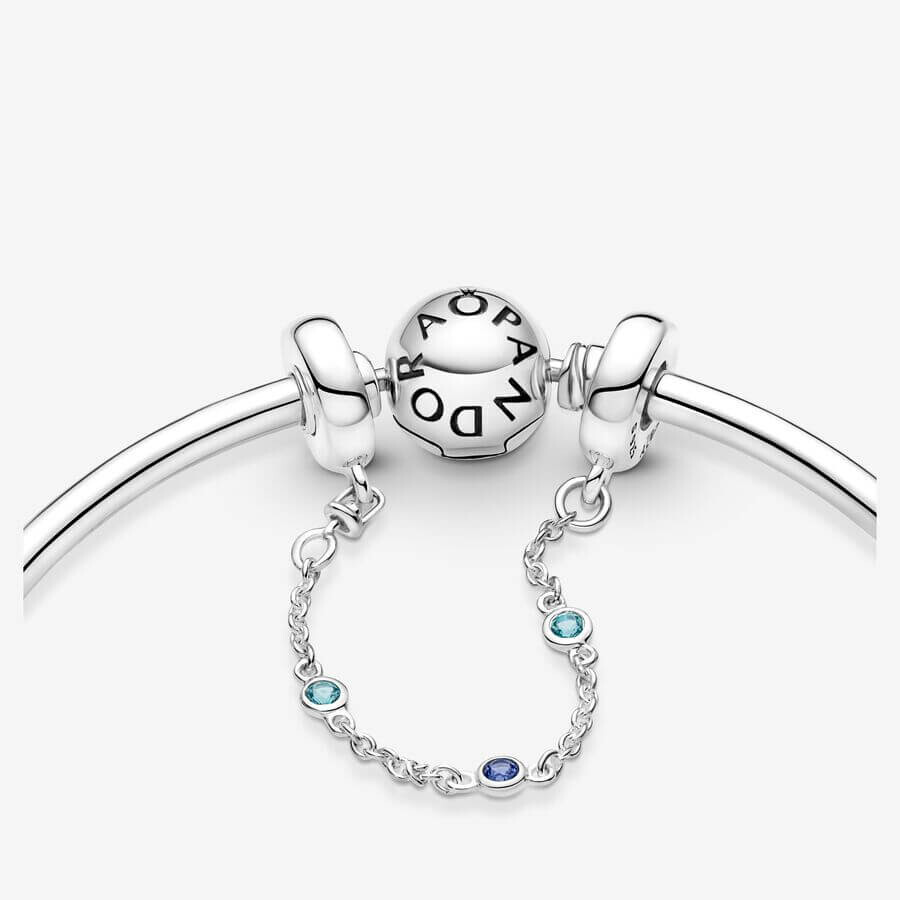 картинка Защитная цепочка Pandora Moments Triple Stone, серебро/синий от магазина Одежда+