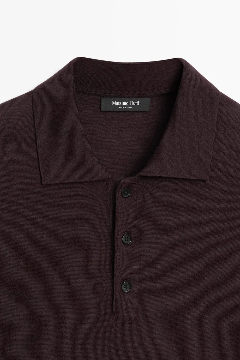 картинка Поло Massimo Dutti Wool Blend Knit Shirt, бордовый от магазина Одежда+
