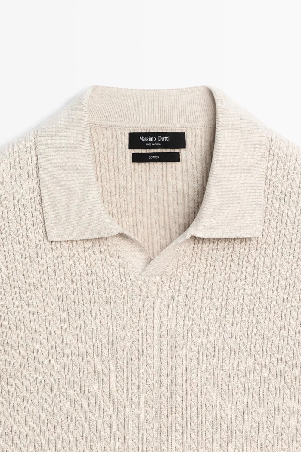 картинка Поло-свитер Massimo Dutti 100% Cotton Cable-knit, бежевый от магазина Одежда+