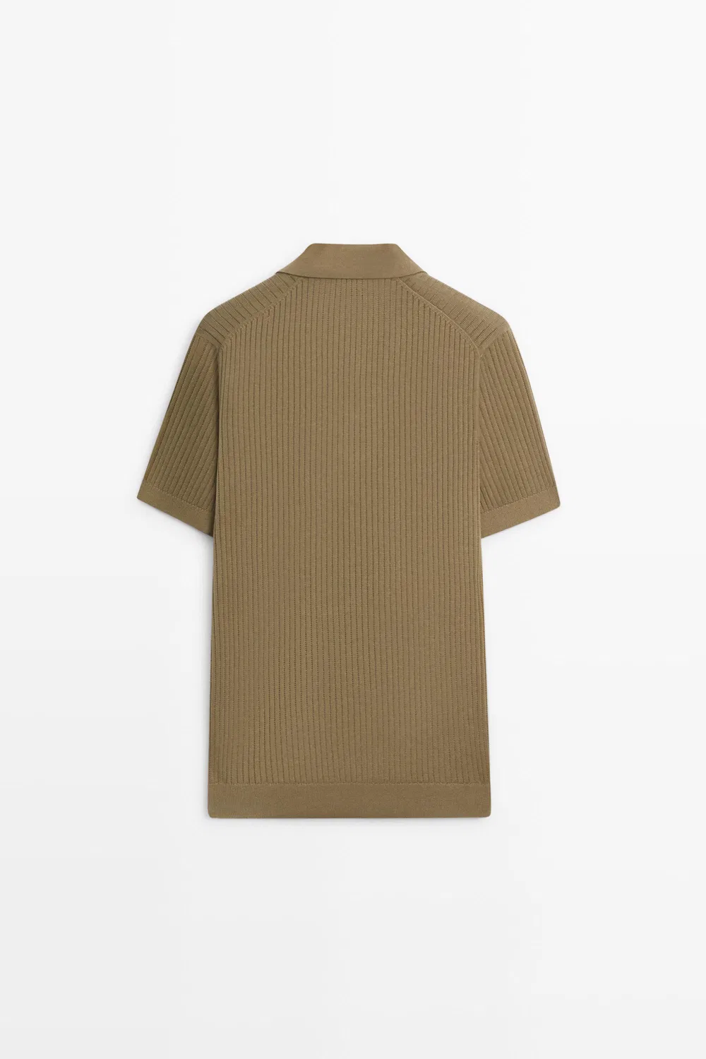 картинка Свитер-поло Massimo Dutti 100% Cotton Ribbed Knit, темный хаки от магазина Одежда+