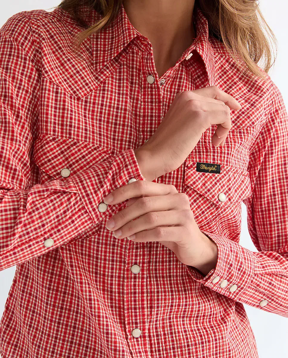 картинка Женская рубашка с длинным рукавом Wrangler, Rojo от магазина Одежда+