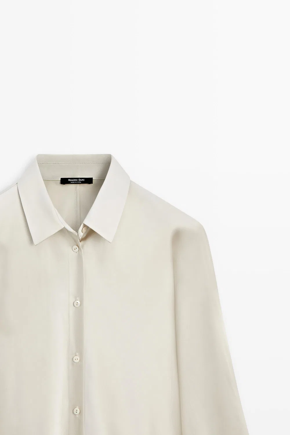картинка Рубашка Massimo Dutti, атласная, серебряный от магазина Одежда+