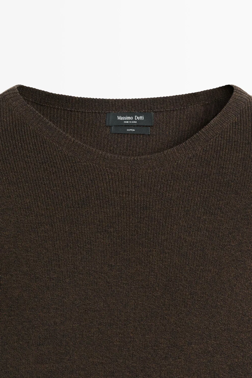 картинка Свитер Massimo Dutti 100% Cotton Mouliné Round Neck, коричневый от магазина Одежда+