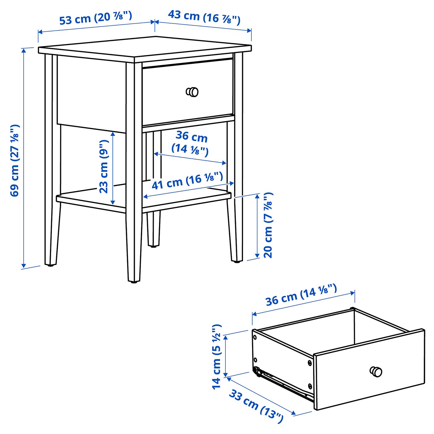 картинка Прикроватная тумба IKEA GULLABERG, 53x43x69 см, белый от магазина Одежда+