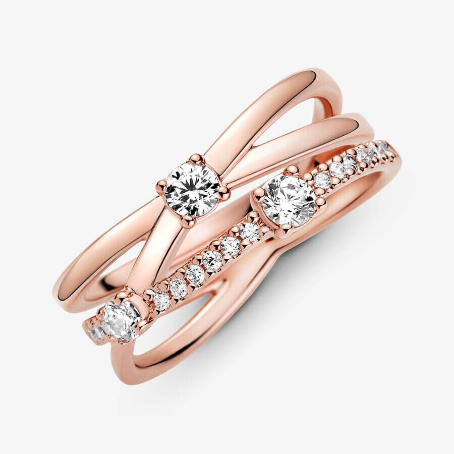 картинка Кольцо Pandora Timeless Sparkling Triple Band, розовое золото от магазина Одежда+
