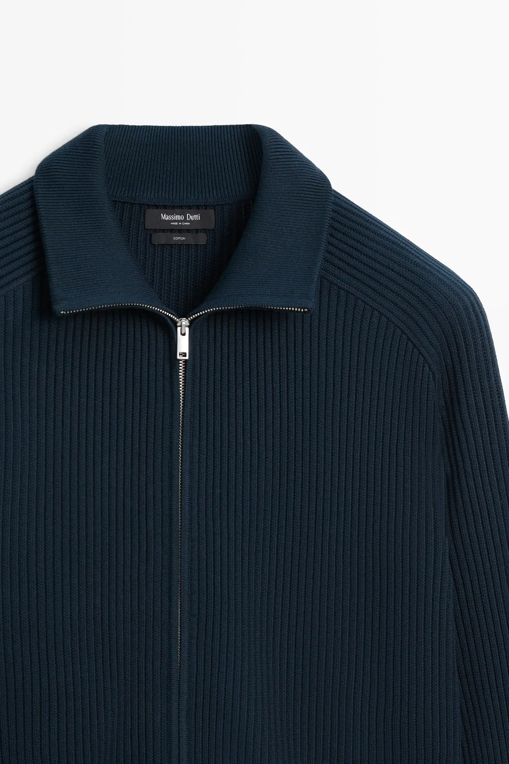 картинка Кардиган Massimo Dutti 100% Cotton Ribbed Knit, темно-синий от магазина Одежда+