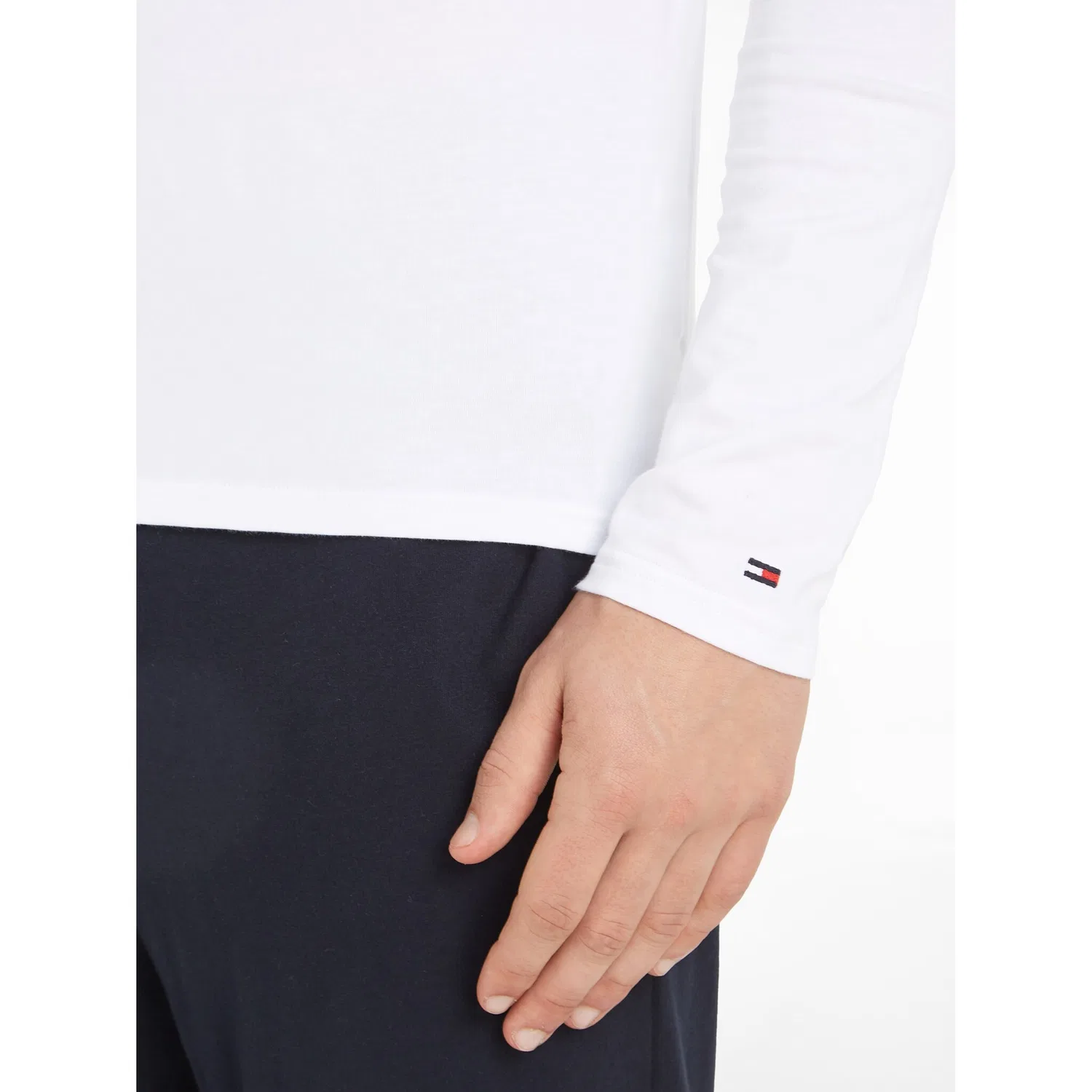 картинка Мужская хлопковая футболка с длинным рукавом Tommy Hilfiger Underwear, White от магазина Одежда+
