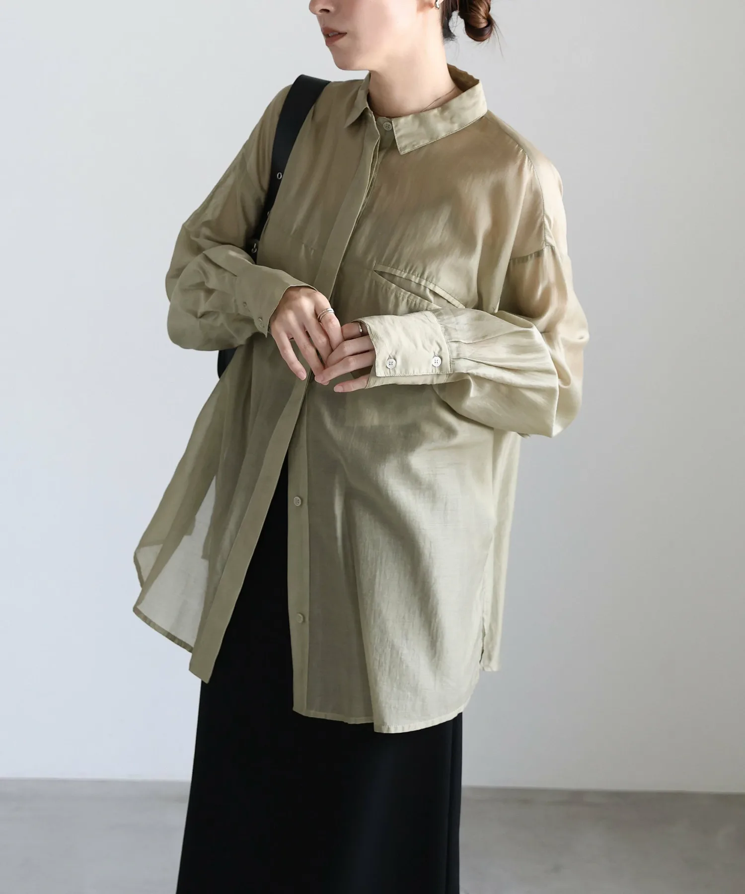 картинка Прозрачная рубашка оверсайз Select Moca, Khaki-03 от магазина Одежда+