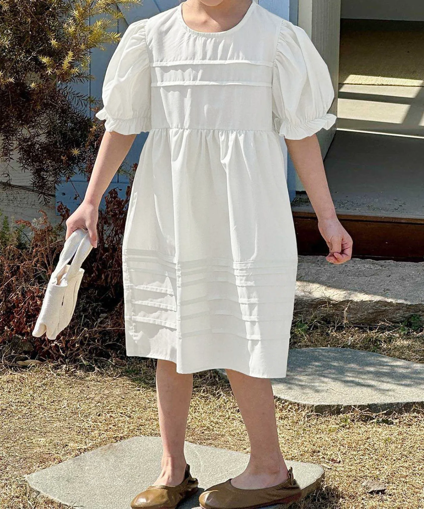 картинка Платье с объемными рукавами Aimoha Kids, off white от магазина Одежда+