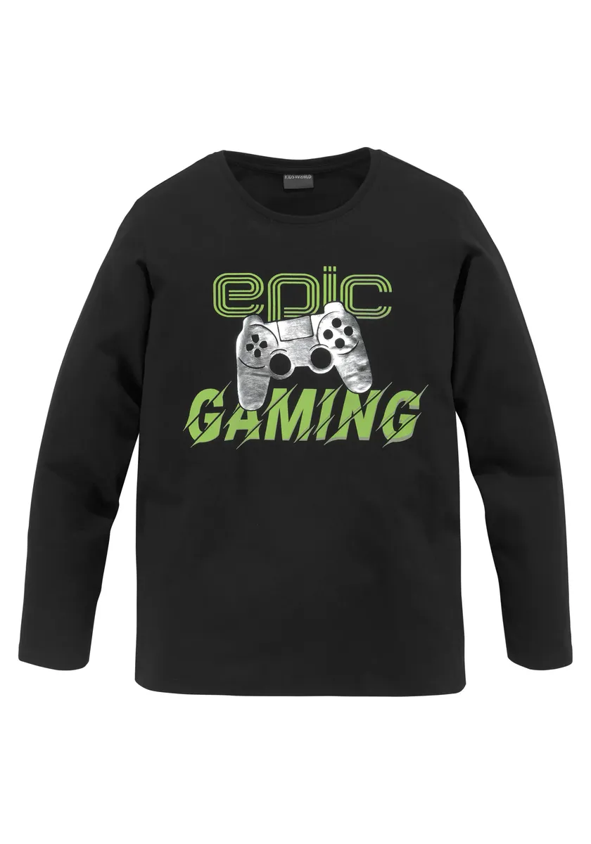 картинка KIDSWORLD рубашка с длинными рукавами "EPIC GAMING", черный от магазина Одежда+