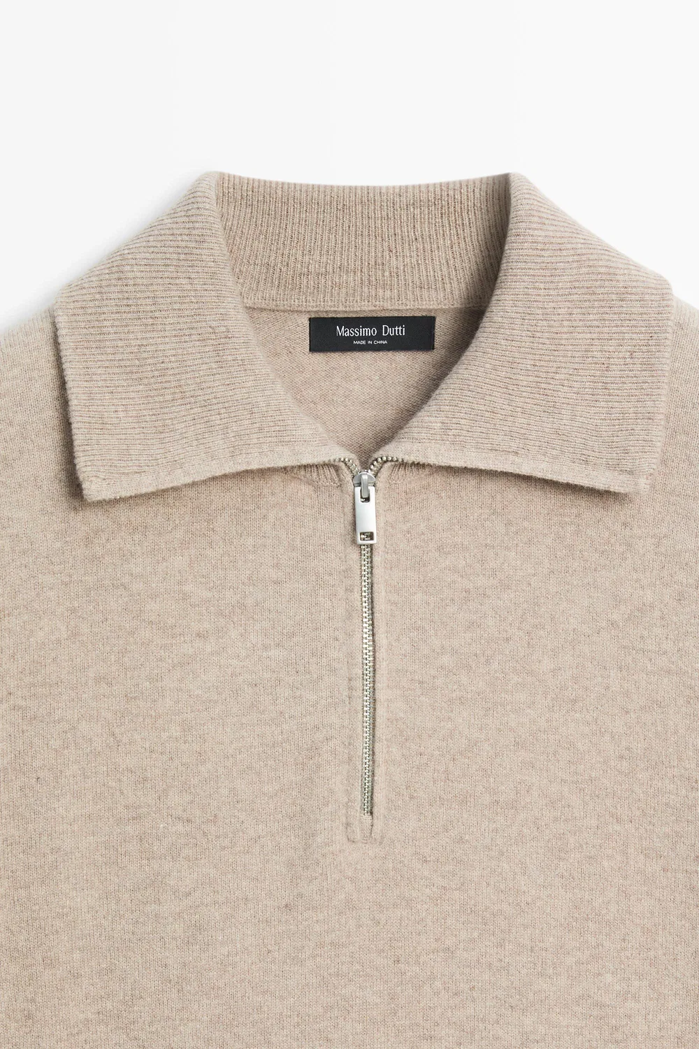 картинка Свитер Massimo Dutti Mock Neck Zip-Up Knit, песочный от магазина Одежда+