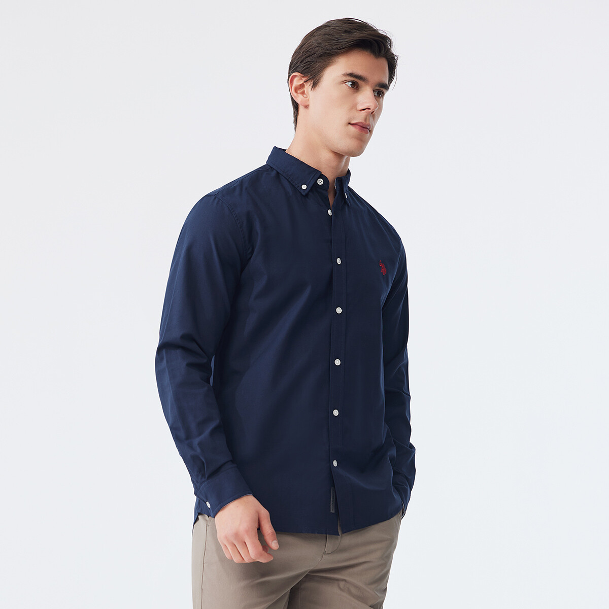 картинка Мужская рубашка U.S. Polo Assn., темно-синяя от магазина Одежда+