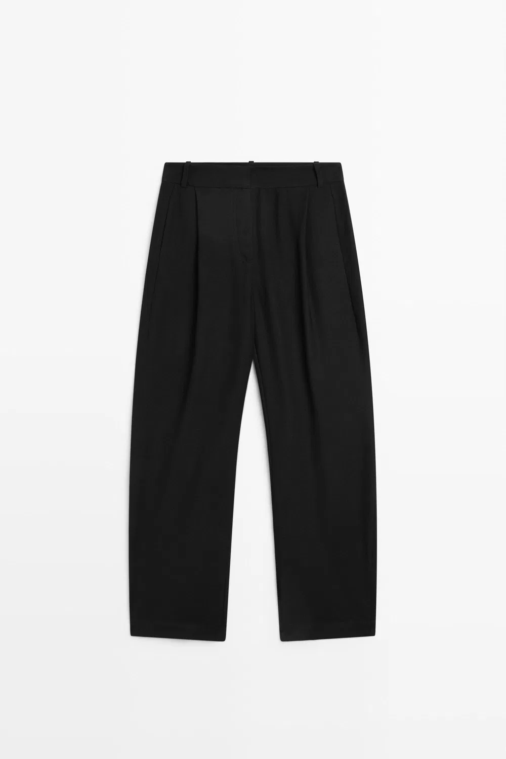 картинка Брюки Massimo Dutti, складчатые, бочкообразный крой, черный от магазина Одежда+
